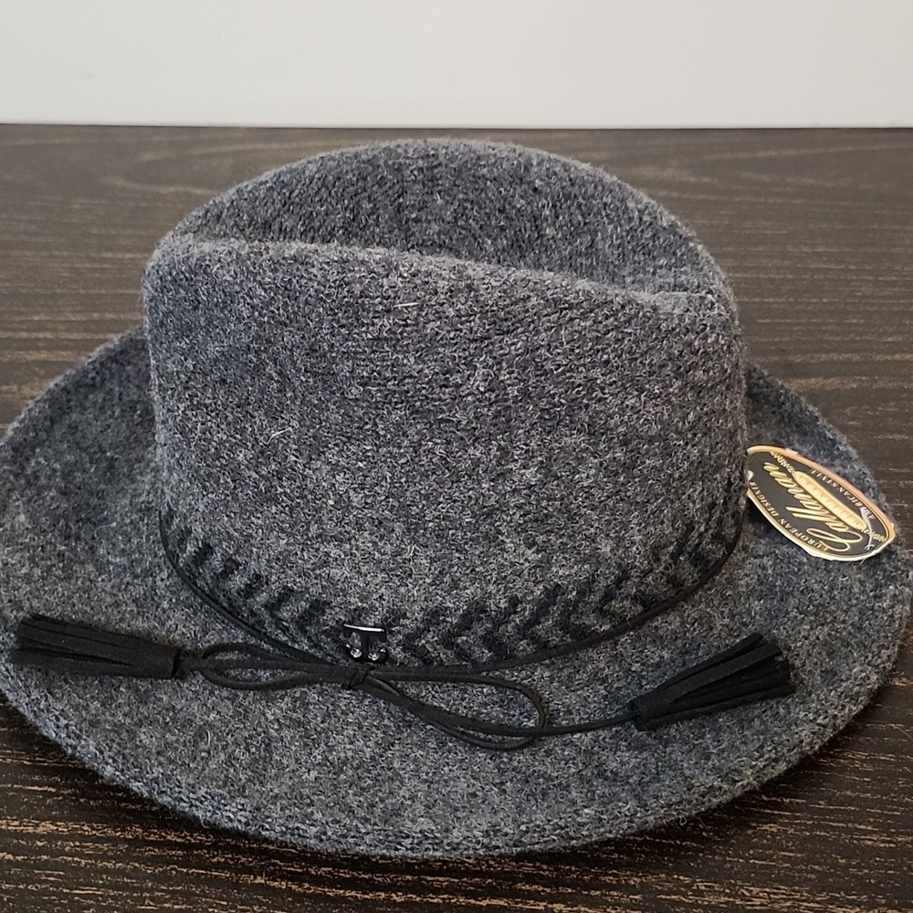 Callana Grey Wool Fedora Hat Nwt New Knit Millinery